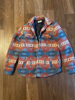 ARIAT Southwestern Quilted Jacket - Rust & Teal Aztec Print